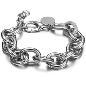 Womens Wide Curb Link Bracelet